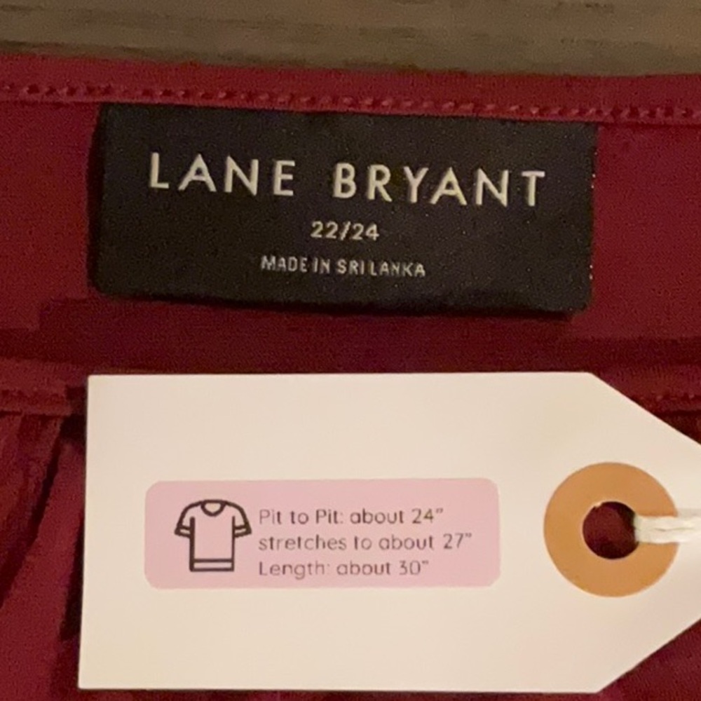 Lane Bryant Size 22/24 Burgundy Pleated Sleeve Scoop Neck Blouse - Picture 12 of 12
